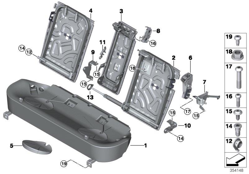 Diagram Seat, rear, seat frame, base seat for your BMW