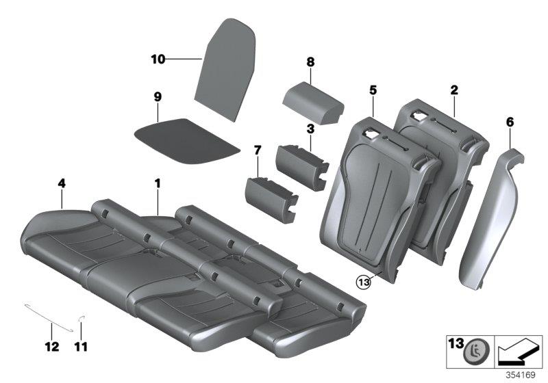 Diagram Seat, rear, uphlstry/cover, load-through for your 2010 BMW M6   