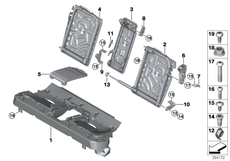 Diagram Seat, rear, seat frame, load-through for your BMW M6  