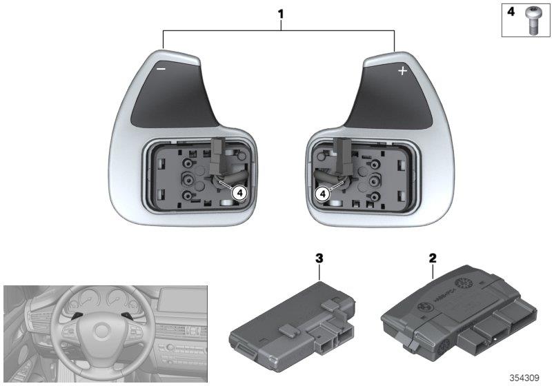 Diagram Steering wheel module and shift paddles for your 1995 BMW