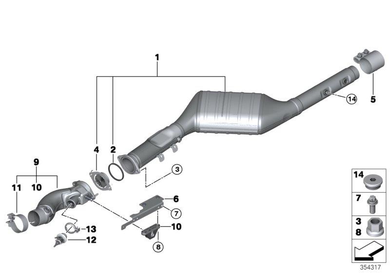 Diagram CATALYTIC CONVERTER/FRONT SILENCER for your BMW