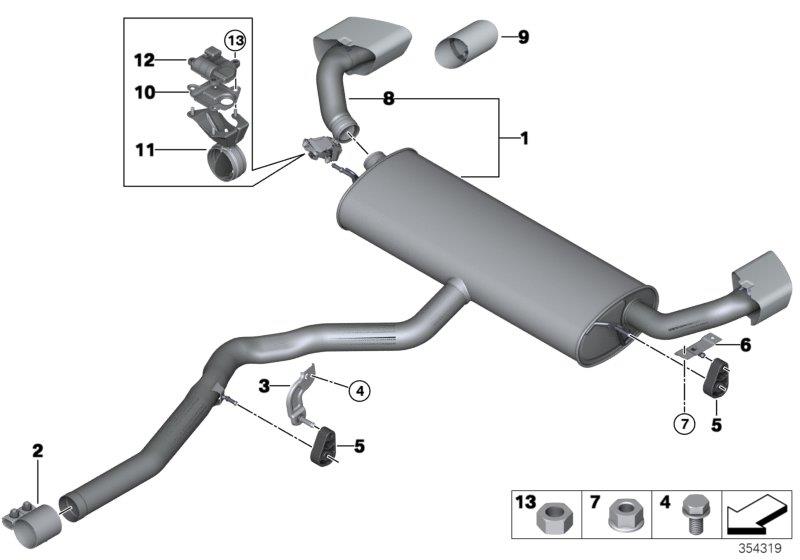 Diagram Exhaust system, rear for your 2016 BMW 535iX   