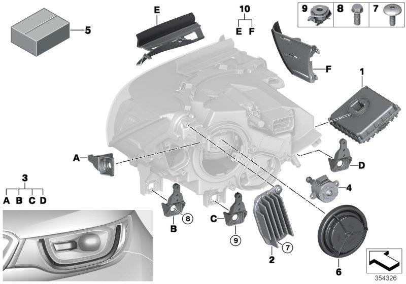 Diagram Single parts, headlight LED for your 2014 BMW M6   