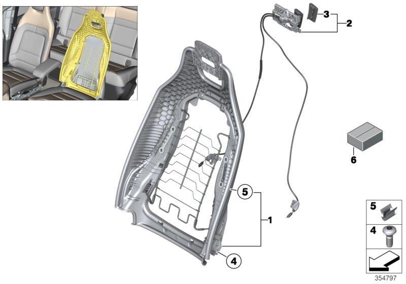 Diagram Seat, front, backrest frame for your 2012 BMW M6   