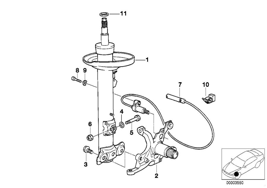 Diagram Front spring STRUT/SHOCK absorber for your 1998 BMW 328i Sedan Automatic 