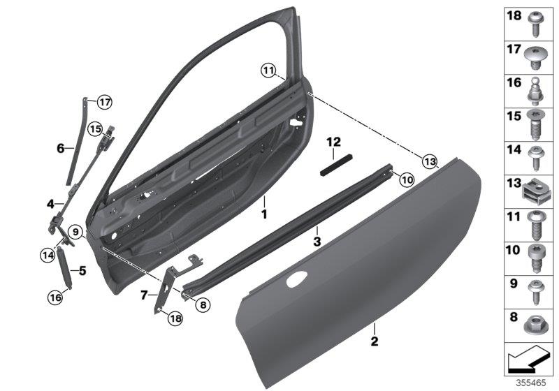 Diagram FRONT DOOR-HINGE/DOOR BRAKE for your 2018 BMW X2   