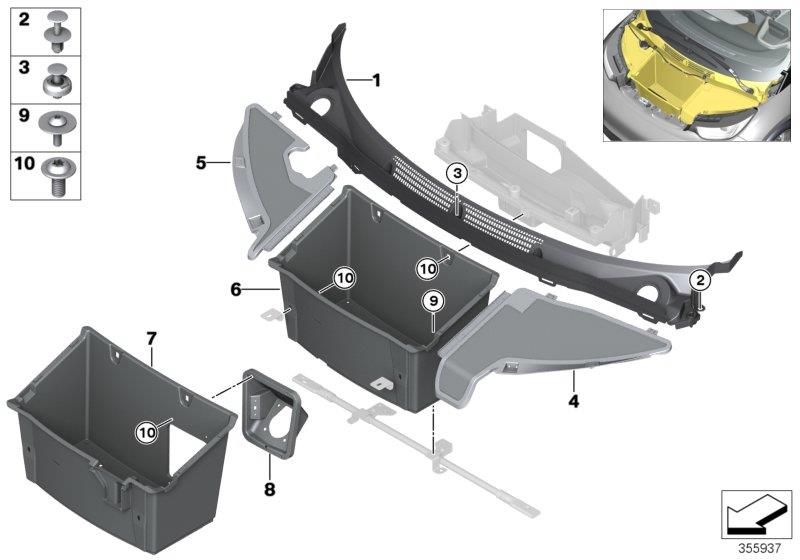 Diagram Mounted parts, front for your 2016 BMW M6   