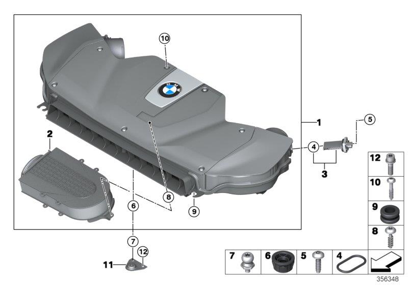 Diagram Intake muffler/Filter cartridge/HFM for your 2008 BMW X3   