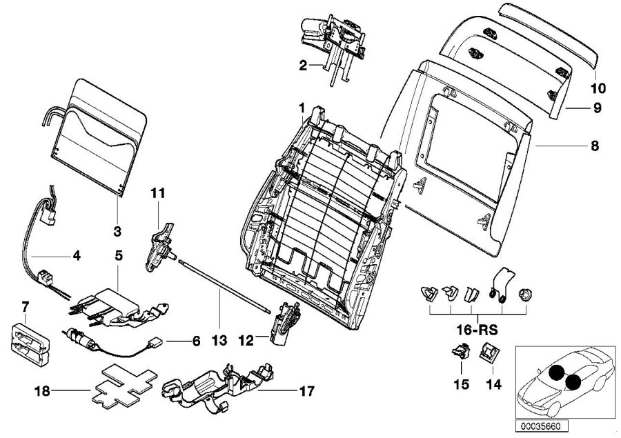 Diagram FRONT SEAT BACKREST FRAME/REAR PANEL for your 2012 BMW X3   