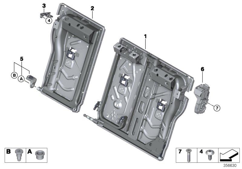 Diagram Seat, rear, seat frame, base seat for your BMW