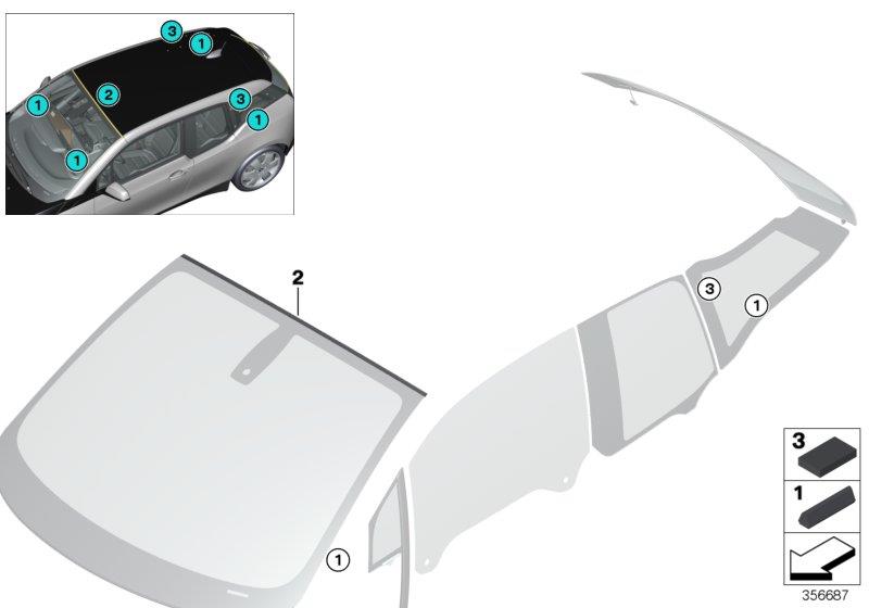 Diagram Window mounting parts for your BMW M6  