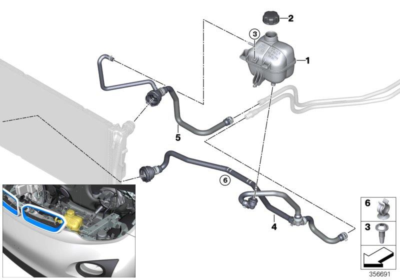 Diagram Expansion tank/coolant hoses for your 2017 BMW i3   