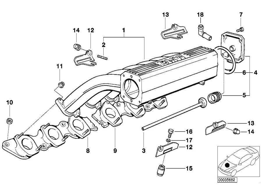 Diagram Intake manifold system for your BMW 750iL  