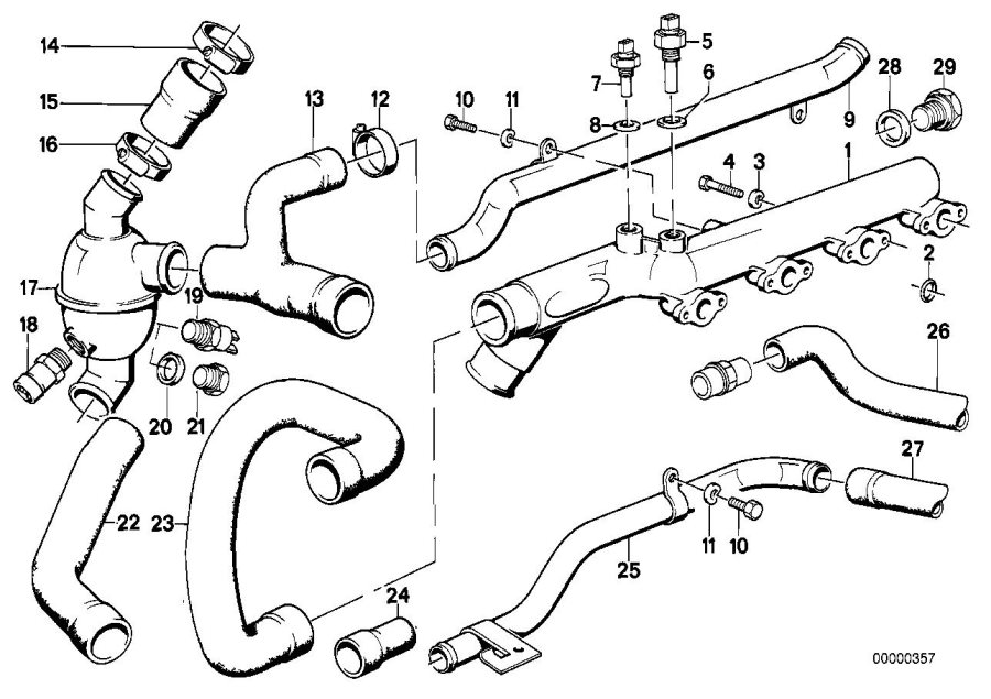 Diagram Cooling SYSTEM-THERMOSTAT/WATER hoses for your 2017 BMW M4 GTS   