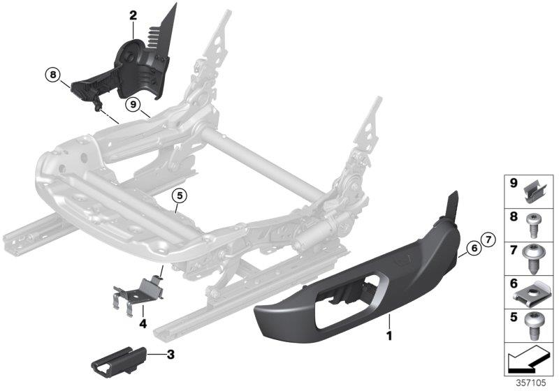 Diagram Seat, front, seat trim covers, electric for your BMW M6  