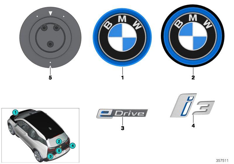 Diagram Emblems / letterings for your BMW i3  
