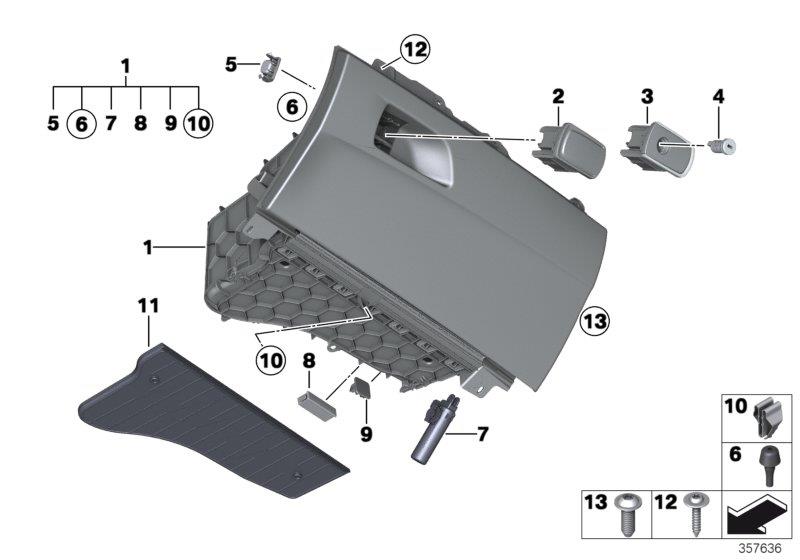 Diagram GLOVE BOX for your 2017 BMW X6   