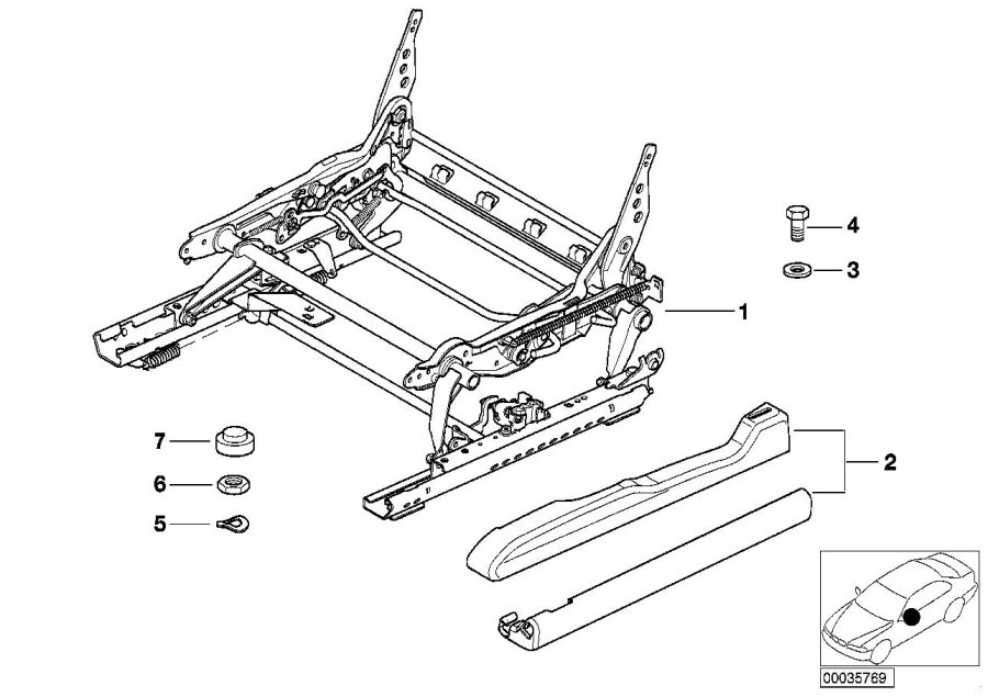 Diagram FRONT SEAT RAIL for your 2006 BMW M6   