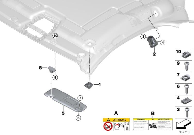 Diagram Mounting parts, roof antenna for your BMW M6  