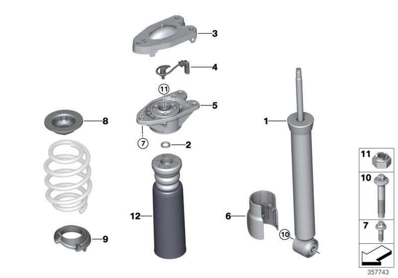 Diagram Shock absorber, rear, VDC for your BMW