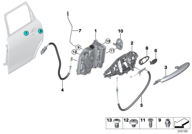 Diagram Closing system, door, rear for your MINI