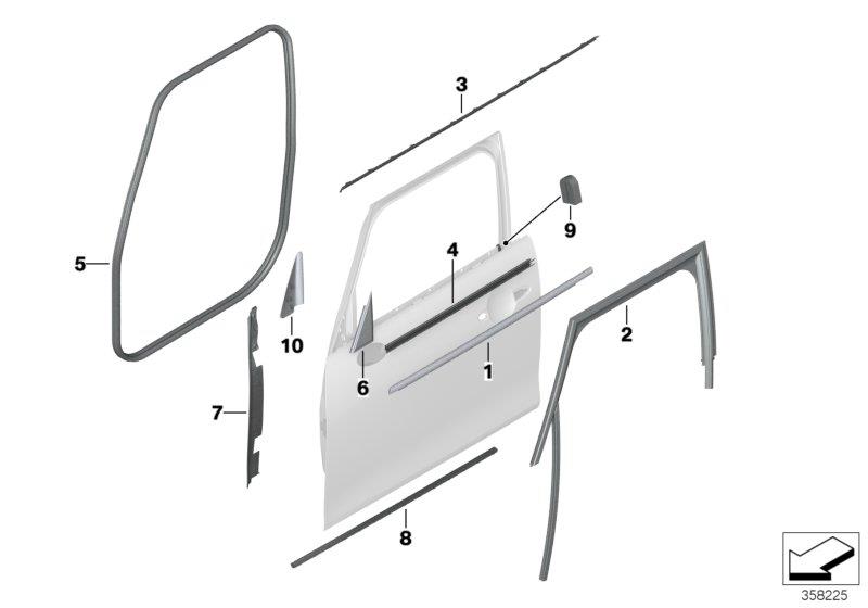 Diagram Trim and seals for door, front for your MINI