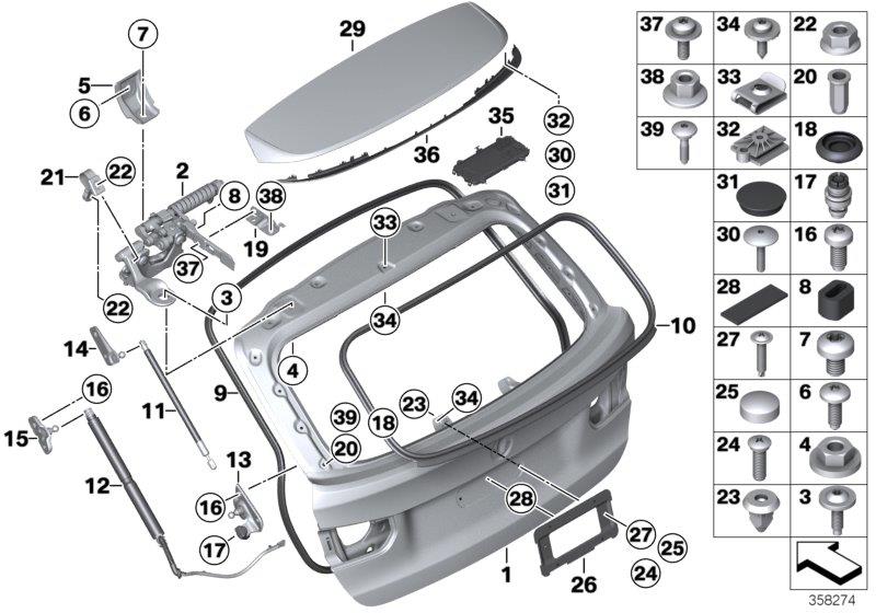 Le diagramme Capôt de coffre arrière pour votre BMW