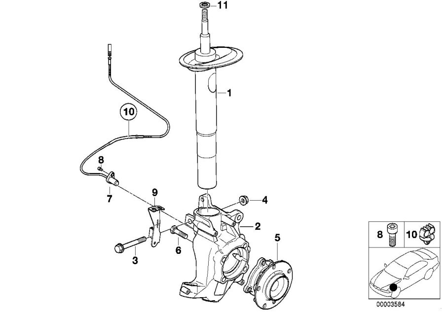 Le diagramme Jambe suspension av./Palier pivot/Roue pour votre BMW