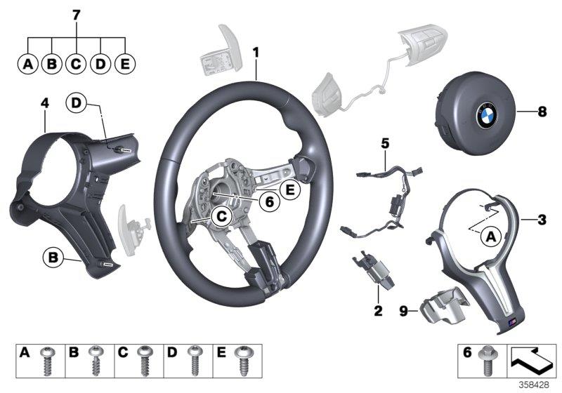 Le diagramme Volant sport M cuir avec airbag pour votre BMW