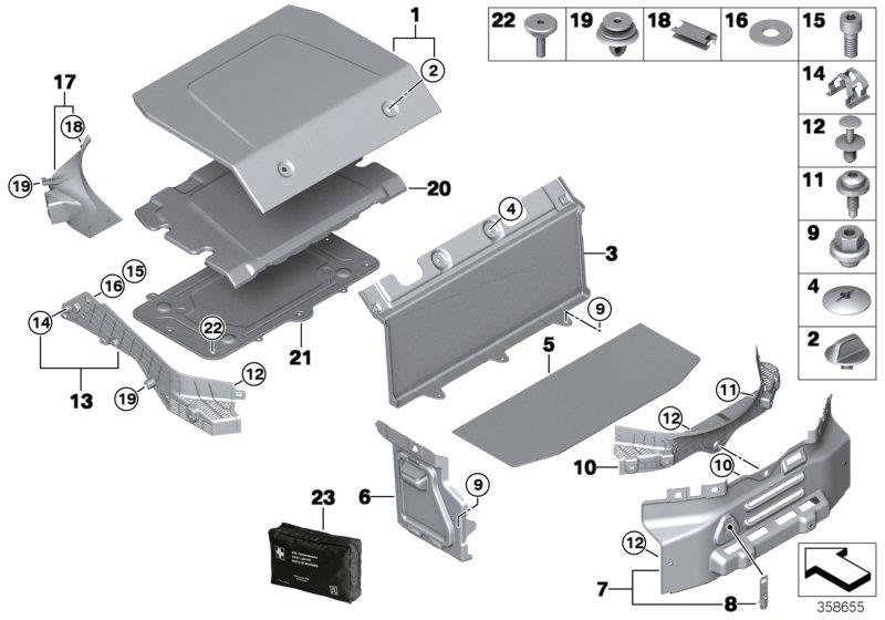 Diagram Trunk trim panel for your 1988 BMW M6   