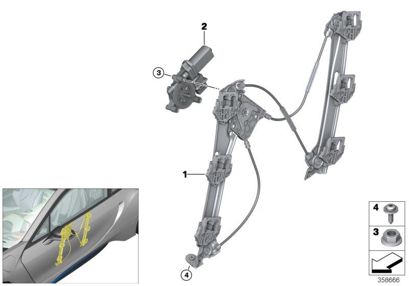 Diagram DOOR WINDOW LIFTING MECHANISM FRONT for your 2004 BMW X3  3.0i 