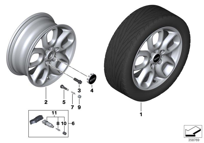 Diagram MINI LA wheel Loop Spoke 494 - 16"" for your MINI