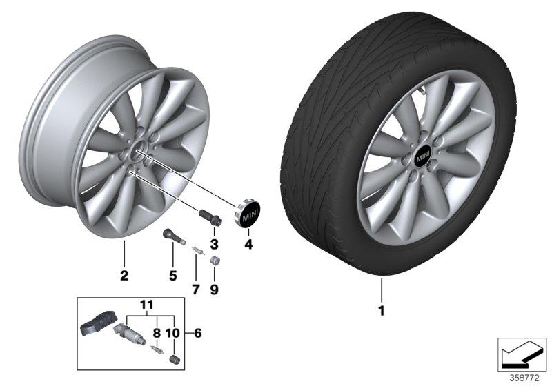 Diagram MINI LA wheel Cosmos Spoke 499 - 17"" for your MINI