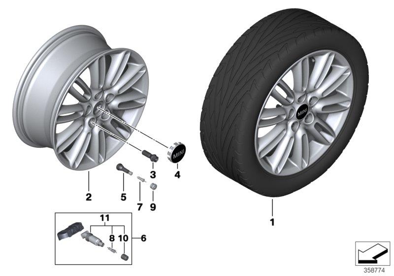 Diagram MINI LA wheel Tentacle Spoke 500 - 17"" for your MINI