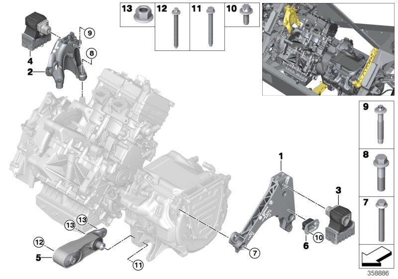 Diagram Engine and transmission mounts for your BMW