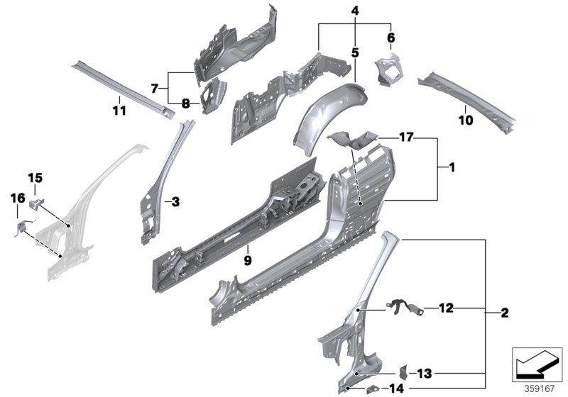 Diagram Body-side frame for your BMW 230iX  