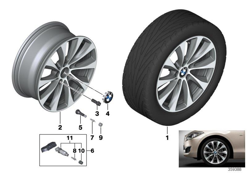 Diagram BMW LA wheel V-Spoke 387 - 18"" for your BMW M240iX  