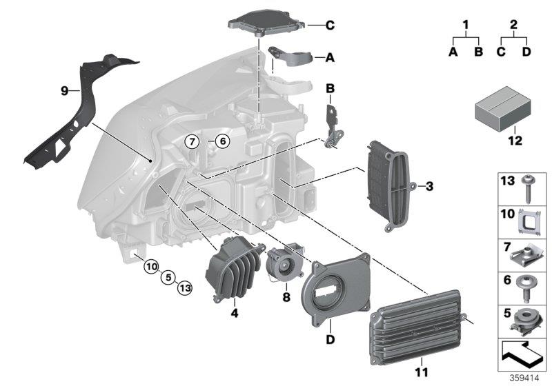 Diagram Single parts, headlight LED for your 2016 BMW 650iX   