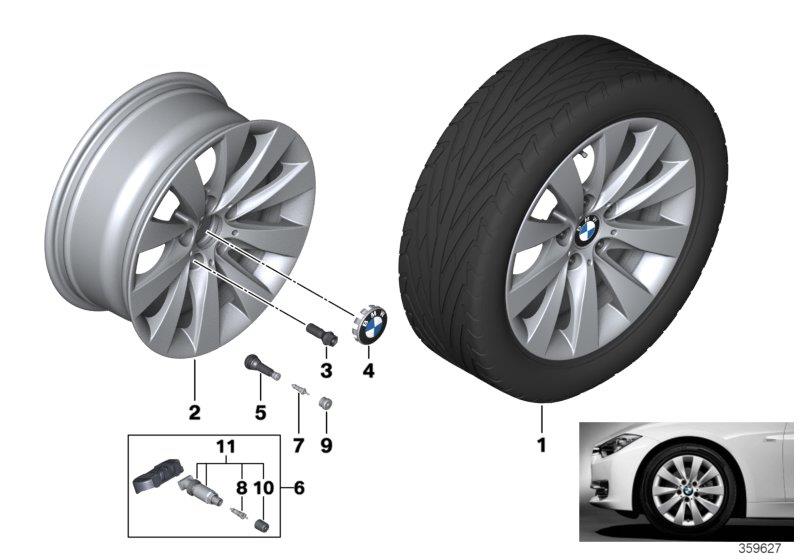 Diagram BMW LA wheel V-Spoke 413 - 17"" for your 2017 BMW 340i   