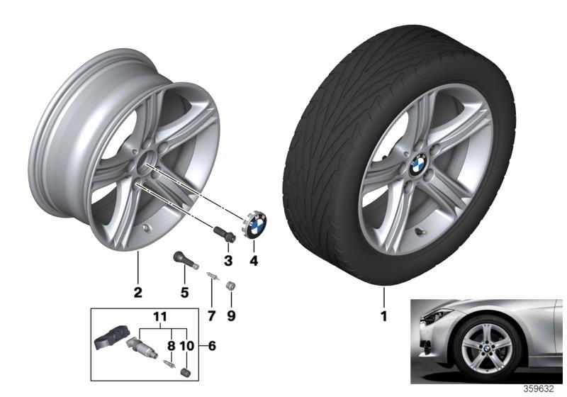 Diagram BMW LA wheel Star Spoke 393 - 17"" for your 2015 BMW 328d   