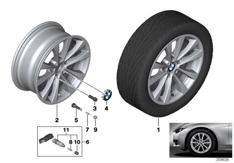 Diagram BMW LA wheel V-Spoke 395 - 17"" for your BMW 430i  