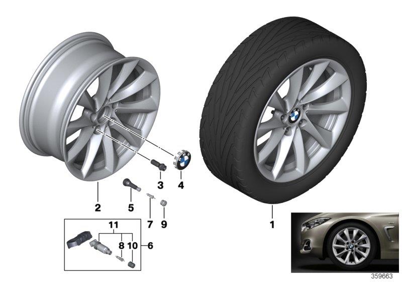Diagram BMW LA wheel Turbine Styling 415 - 18"" for your BMW 330e  
