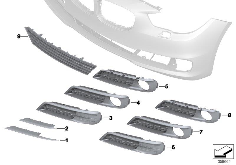 Diagram Trim, decor elements, front for your 2006 BMW M6   