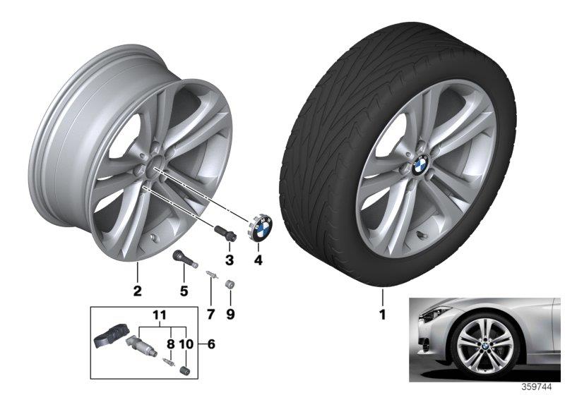 Diagram BMW LA wheel Double Spoke 401 - 19"" for your 2012 BMW 335i   