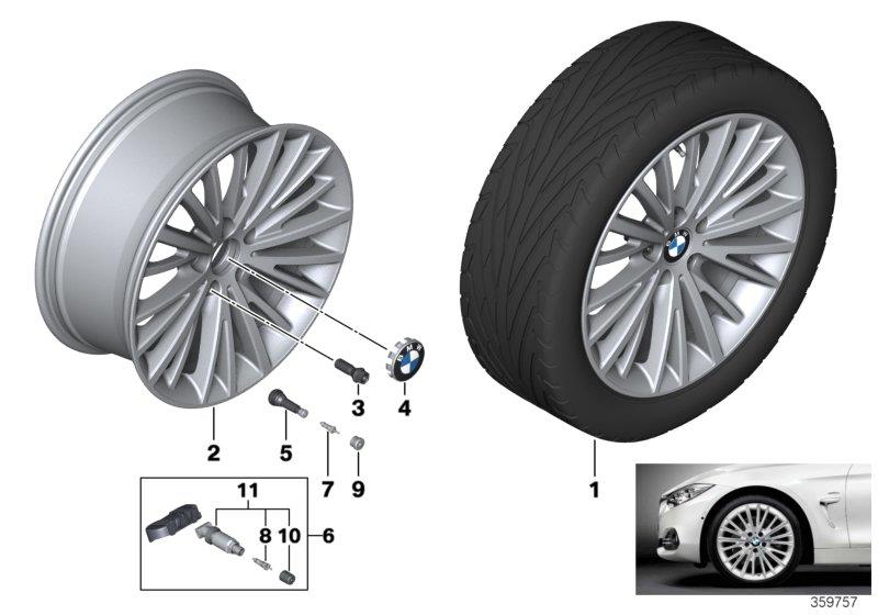 Diagram BMW LA wheel Multi-Spoke 399 - 19"" for your 2017 BMW 430iX   