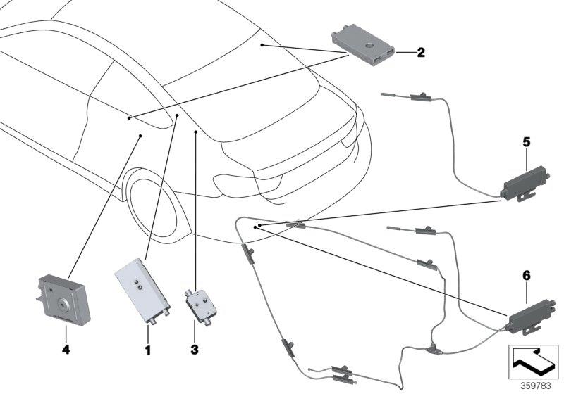 Le diagramme Pièces d"amplificateur d"antenne pour votre BMW