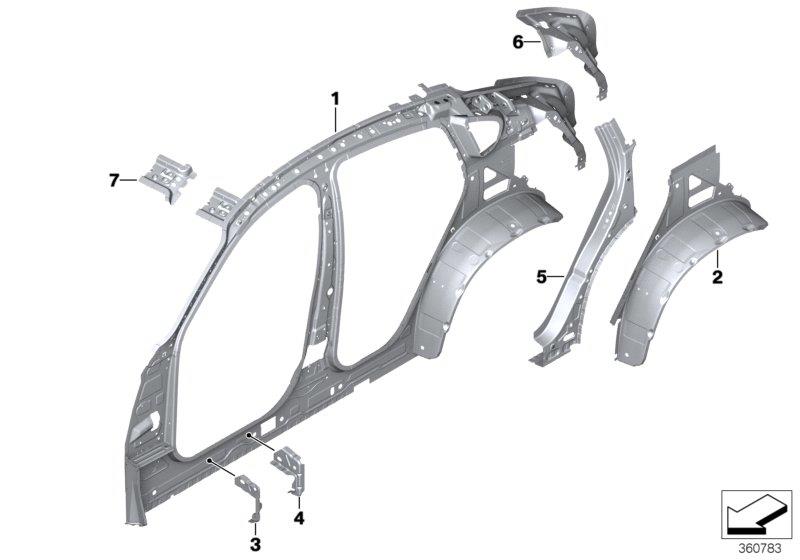 Diagram SINGLE COMPONENTS FOR BODY-SIDE FRAME for your 2007 BMW M6   