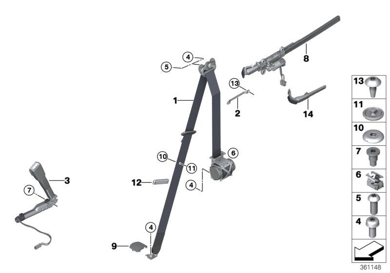 Diagram Safety belt front for your 2000 BMW 330i   