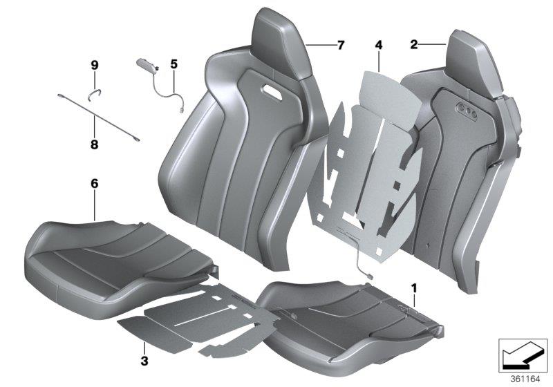 Diagram Seat, front, uphlstry, cover, Sport seat for your 1995 BMW
