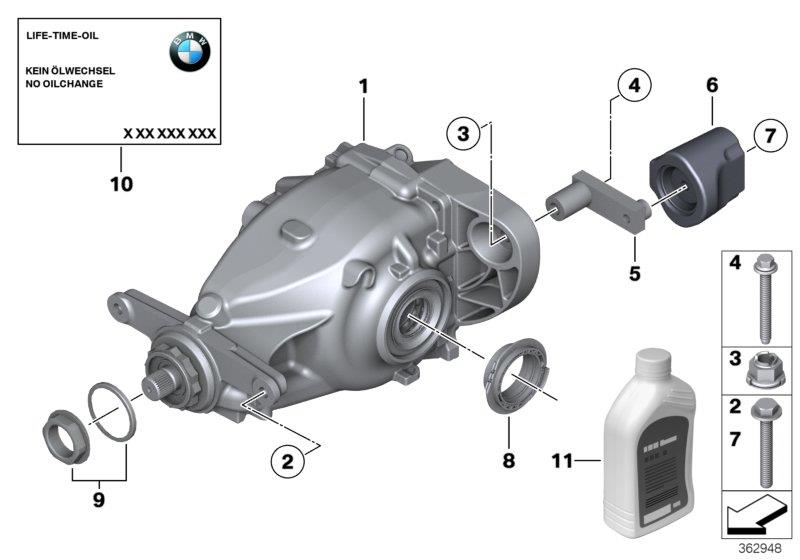 Le diagramme Pont AR, entrée/sortie, toutes roues pour votre BMW
